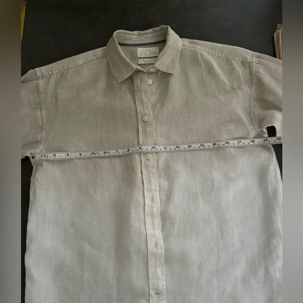 J.CREW 00 Baird McNutt 100% Irish Linen Beige White Ombre Button Front Blouse c1